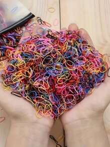 Kit 1000 Elastics Colorful Disposable Rubber Bands Headbands For Children Hair Accessories - 黑色 - 查看 4