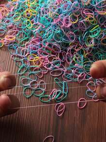 Kit 1000 Elastics Colorful Disposable Rubber Bands Headbands For Children Hair Accessories - 黑色 - 查看 7