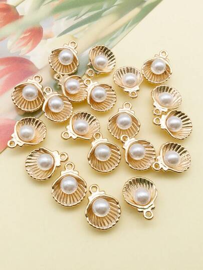 20pcs Colorful Shell & Pearl Decor DIY Jewelry Pendant For Necklace, Earring, Bracelet