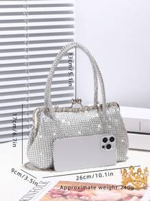 Shiny Sequins Clutch Bag, Handbag & Shoulder Bag With Sparkling Rhinestones & Metallic Chain, Suitable For Evening, Wedding, Prom, Party, Birthday, Valentine's Gift, Party Bag Perfect For Party Wedding Prom Perfect For Party, Wedding, Prom, Dinner/Banquet, Essential Wedding Items, Perfectly Matching With Graduation Dress, Prom Dresses, Perfectly Matching With Prom Accessories, Perfectly Matching With Bridal Party