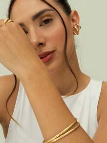 2 Drops Smooth High Fusion Adjustable Ring 18K Gold Plated 925 Silver - Vàng - Xem 6