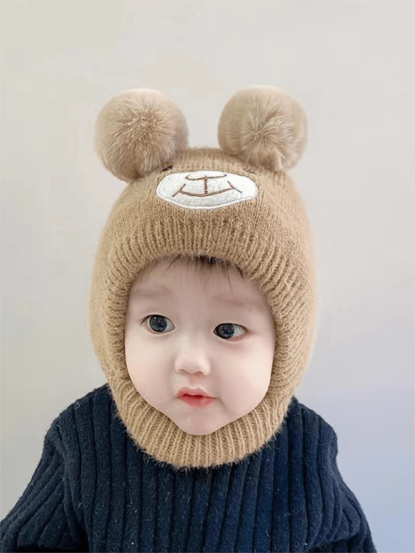 Cute Infant Winter Knitted Ear Protection Beanie Hat, Suitable For 14