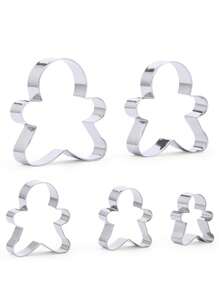 Set de 5 moldes para galletas de Navidad en forma de muñeco de jengibre de acero inoxidable, decoraciones navideñas, recuerdos para fiestas de Navidad, suministros para fiestas de Navidad, feliz Navidad, Nochebuena