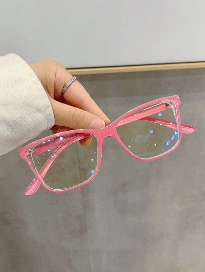نظارات طبية للنساء بإطار بلاستيكي قطة وردية للعين قطعة واحدة، بسيطة وعصرية مناسبة للارتداء اليومي وحتى مناسبة هالوين
