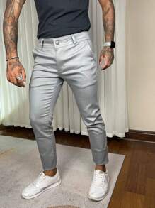 Men's Thin Skinny Sport Pants With Knife Pocket - 淺灰色 - 查看 2