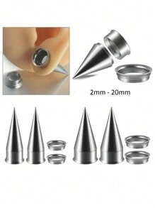 2 件装二合一扩耳器不锈钢耳塞锥度隧道量规套装耳朵拉伸螺丝套件穿刺身体首饰 2 毫米 - 20 毫米男女通用耳朵首饰 - 擴耳器 - 查看 12