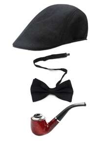 D EXCEED 3 PCS1920s Men's Gatsby Gangster Costume Accessories Set Kentucky Derby Costumes For Men 20s Manhattan Fedora Hat Bowknot Halloween Decorations Gift Banquet Cosplay Prom - Multicolor - View 3