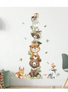 SURELIFE Waldtier-Thema Bär, Hirsch, Hase Wandaufkleber für Kinderzimmer, Babyzimmer Dekoration, Tapete, Wandtattoo, Vinyl-Aufkleber für Heimdekoration, Frühlingsdekoration zum Auffrischen Ihres Zuhauses, Rama Dekorations-Aufkleber, Geschenke zu Geburtstag und Abschluss