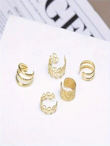 5 Pcs Ear Cuff Cartilage Clip On Earrings Set Stainless Steel Ear Clip Fake Cartilage Earrings Non-Piercing Cartilage Ear Clip