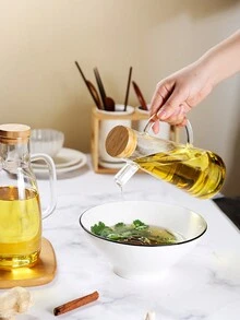 1pc 高硼硅玻璃油壶 耐热油瓶 酱油瓶 醋瓶 橄榄油瓶 厨房带秤调味瓶 防漏油瓶 适用于家庭 酒店 餐厅等 - 透明 - 查看 5