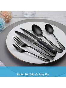 6/24/36pcs Stainless Steel Flatware Set, Includes Knife Fork Spoon, Suitable For Kitchen, Restaurant, Hotel, Party,Kitchen,Christmas Gift - Silver - View 6