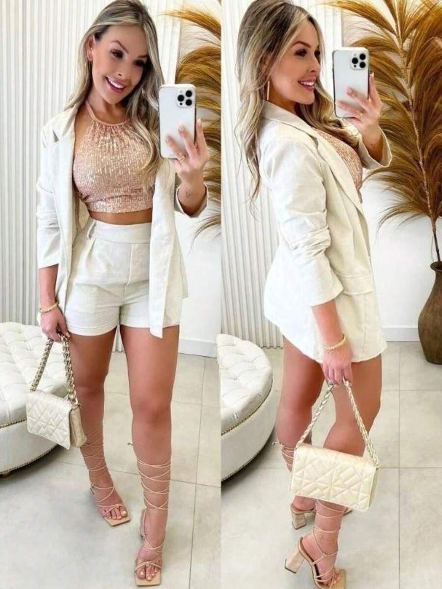 Women Suit Sets - 米色 - 查看 1