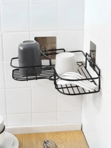 1 Piece Bathroom Corner Shelf Without Holes, Triangle Metal Utensil Holder - 隨機的 - 查看 3