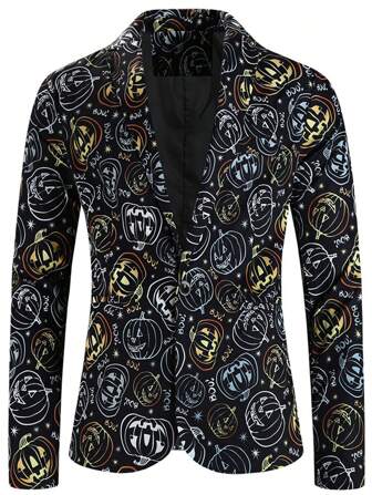 Digital Print Blazer For Men, Casual Suit