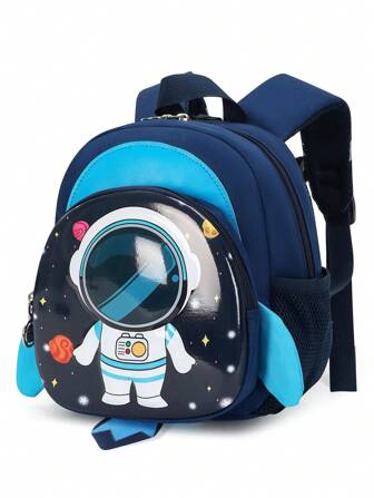 Anti-Lost Children Cartoon Astronaut Backpack, Boys School Bag, Large Capacity Toddler Bookbag