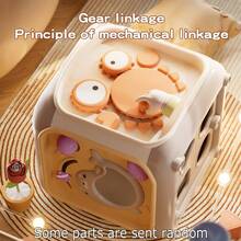 灰色企鵝鋼琴鼓，六面早教拼圖盒，適合日常使用，部分配件隨機發送