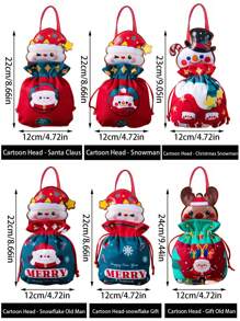 1 pieza/5 piezas/10 piezas Bolsas de regalo de Navidad, Bolsa de regalos de Papá Noel, Bolso de muñeco de nieve navideño, bolsas de Apple para regalo en Nochebuena, Empaque de frutas navideñas, Regalos para dulces, Recuerdos decorativos
