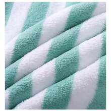 1pc Towel Kit/1pc Bath Towel Coral Velvet Striped High Density Thickened - Màu xanh lam - Xem 4