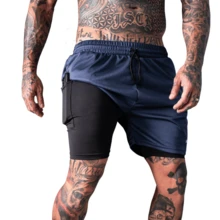 Kit 2 Bermudas Masculinas 2 em 1 Com Proteção Uv+20 Sport Revolution Bermuda Para Treinar Azul