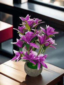 1 件 30 厘米人造蝴蝶兰植物，装饰盆栽假花，带石质花盆 - 彩色 - 查看 15