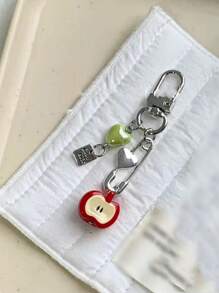 1个创意红色苹果造型钥匙扣，可爱女孩款，背包挂饰，情人节汽车配饰，包包挂饰，学院风哥特Y2K圣诞节礼物创意，带证件夹的包带，汽车配饰，包包挂饰，汽车配饰，送给老师、朋友、姐妹的礼物 - 彩色 - 查看 2