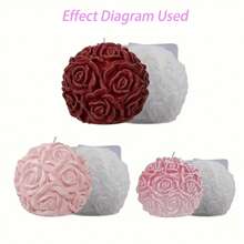 1pc Candle Mold 3D Rose Ball Candle Resin Silicone Mold Valentine's Day Casting Mold, Creative Elegant Flower Candle Holder Suitable For DIY
