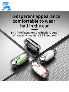 H69 In-Ear Tws Bluetooth Earphones With Noise Reduction Transparent Compartment With High Sound Quality And Low Latency - Black - View 5