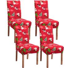 1 Stück/4 Stücke/6 Stücke Stuhlbezüge mit Weihnachtsmann Muster als Weihnachtsdekoration, weicher universell passender Schreibtisch Bezug, abnehmbar und waschbar Anti-Staub Stretch Stuhlschutz