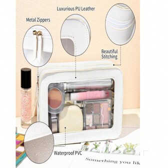 New Stylish Transparent Mini Makeup Bag, Portable Cosmetic Pouch, PU Makeup Organizer Bag For Travel