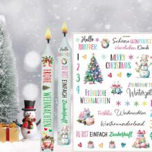 1pc Christmas Theme Candle Sticker, DIY Festive & Romantic Candle Decor Sticker,Christmas