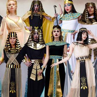 Costume da faraone egiziano e dea Cleopatra, per Ognissanti, carnevale, spettacoli dal vivo, feste a tema, cosplay