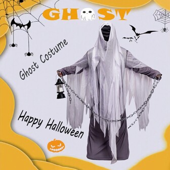 Mannen Spook Kostuum Cosplay Enge Capuchon Lange Gewaad