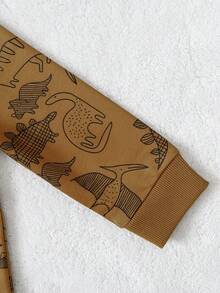 2 件装男婴恐龙印花长袖运动衫和裤子套装，休闲校园风格，秋季 - 彩色 - 查看 4