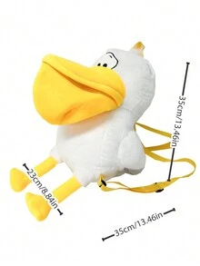 Mochila de peluche de pelícano de dibujos animados, bolso grande con boca grande, bolso de almacenamiento con gran capacidad, lindo bolso personalizado para niña con monedero para teléfono móvil, mochila de viaje de nicho, bolso de animal, regalo de cumpleaños - Amarillo - Ver 2