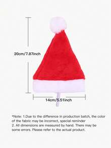1pc Christmas Decoration Pet Christmas Hat Dog Small Plush Hat - Red - View 2