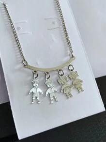 Daughter Girl Pendant Necklace In Stainless Steel Does Not Darken Can Get Wet - 2 Laki-laki 2 Perempuan - View 2