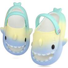 Girls Shark Slippers Boys Summer Cloud Sliders Sandals Cute Soft Lightweight Anti-Slip Beach Pool Shower Shoes Indoor Outdoor - 青碧色 - 查看 6