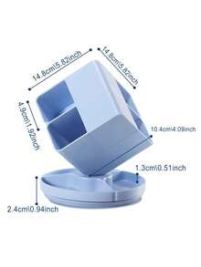 1pc 360 Degree Rotating Desk Organizer Box, Large Capacity - Multicolor - View 4