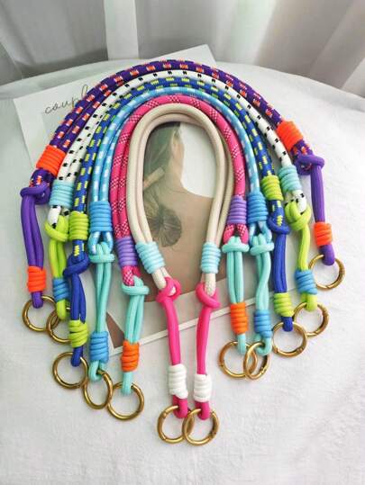 Cordão curto de nylon feminino, acessório elástico personalizado para pendurar, decoração para bolsas e ombros, crochê, gótico, Y2K