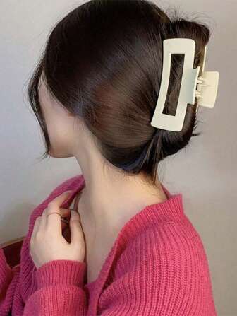 4 件/套优雅长方形爪形发夹，适合女士，白色美学发饰，适合长发和卷发，日常使用（可单独购买 1 件）返校