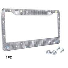 Bling Diamond License Plate Frames 2 Packs- AIRXWILLS Rhinestone License Plate Frames For Women, Stainless Steel Sparkly Car Plate Frame, 3 Styles To Choose:1PC/2pcs/2pcs+Bling Valve Stem Caps - White - View 8