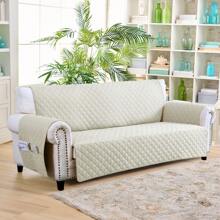 Sofa Cover 1/2/3/4 Seater With Armrests - Reversible Sofa Cover - Scratch-Resistant For Cats - Stain-Resistant - Quilted Microfiber Sofa Cover. - 奶油白 - 查看 2