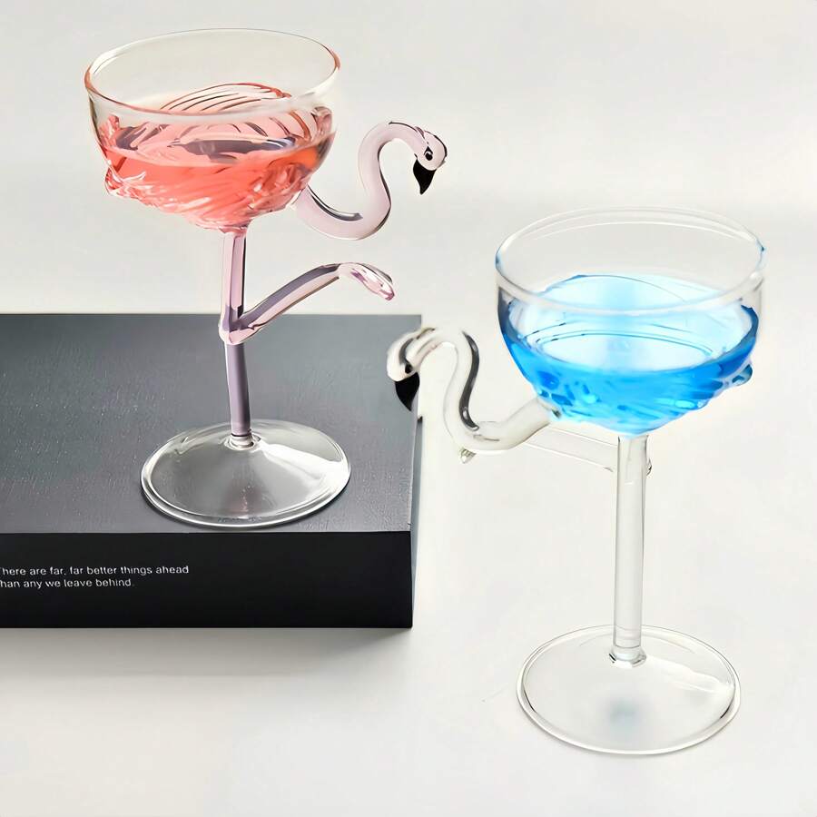 1pc Creative Flamingo Stemmed Cocktail Glass, Wine Glass, Dessert/Salad