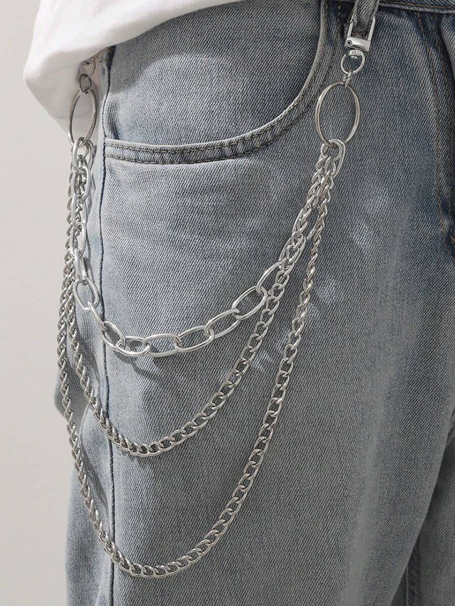 1pc Women's Hip Hop Multi-Layered Metal Pants Chain In Silver Color, Punk Style Fashionable Accessory For S Chains Street Halloween Summer, School Fall, Autumn, Halloween