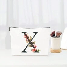 Alfabeto de flores simples Bolsa de maquiagem de lona para mulheres Bolsa de viagem para artigos de higiene pessoal portátil, Bolsa de armazenamento de cosméticos Bolsa de armazenamento de pincéis de cosméticos com fecho de zíper, Itens essenciais para viagens Itens essenciais para cruzeiros Itens essenciais para dormitórios, Presentes para madrinhas de casamento, Presentes para mães, Presentes de aniversário, Presentes para amigos e professores, Decoração para casa, Banheiro Bolsas de maquiagem Organizador de maquiagem Organizador de maquiagem Armazenamento de maquiagem - Branco - Ver 32
