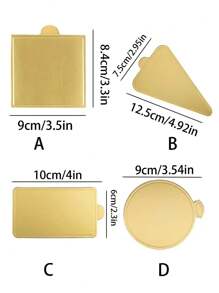 50pcs/Set Square Gold Mousse Cake Cardboard Base For Mini Cake Base, Wedding Dessert Support - Gold - View 9