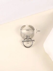 1pc Fashionable Stainless Steel Clip-On Ring - Silver - View 5