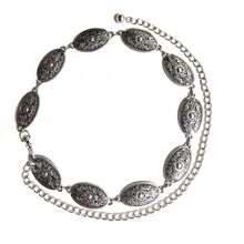 One Piece Women's Metal Chain Belt, Western Oval Concho Chain Belt Adjustable Waist Chain, Suitable For Denim Dress Accessories Waist Chain, Outdoor Casual Decoration, Holiday Party Small Gift Fall, Autumn, Halloween