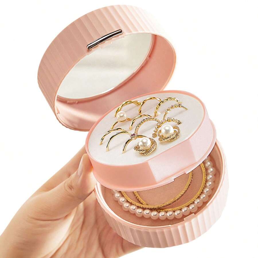Jewelry Box, High-End Portable Double-Layer Storage Box, An Elegant Storage Container For Earrings, Stud Necklaces, Bracelets, Rings, Suitable For Home Use, Travel, And As A Holiday Gift. (Excluding Accessories) - Multicolor - View 1