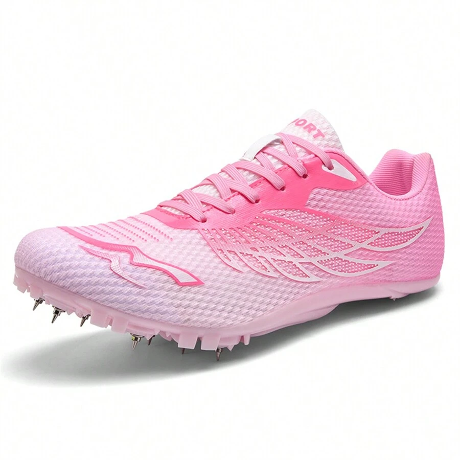Professional Track And Field Running Shoes With Spikes, Daily Casual Use - Pink - View 1